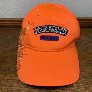 Brahmas Hockey Head Shots By KC Caps Orange Embroidered Deer Hunting OOAK